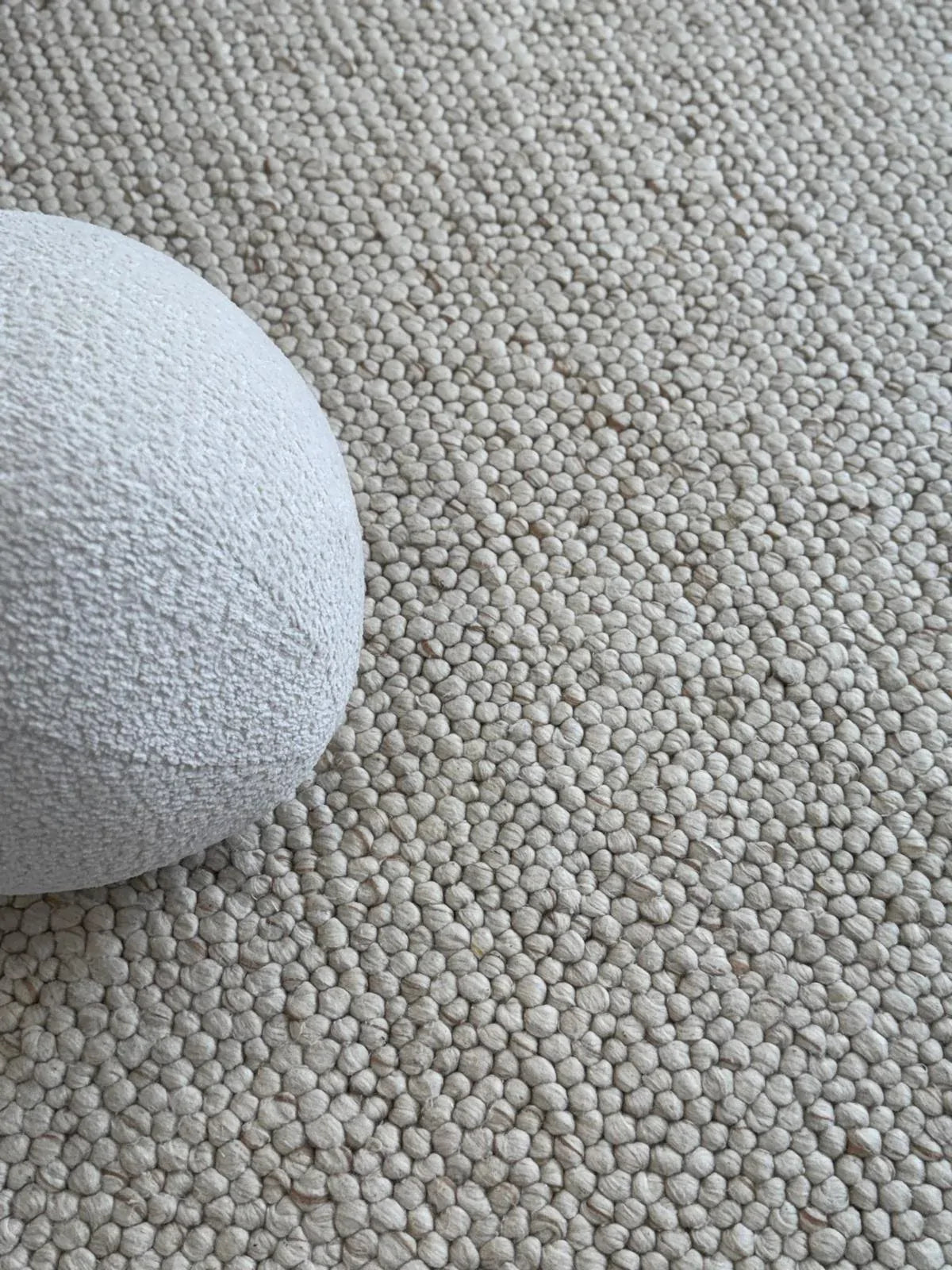 Soft Feel Arlo Ball Pile Cream 20mm Thick Wool n Nylon Floor Area Rugs