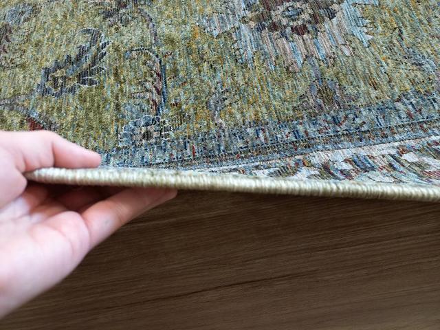 Persian Light Green Blue Allover Design High Quality Heat-Set Polypropylene Floor Area Rug