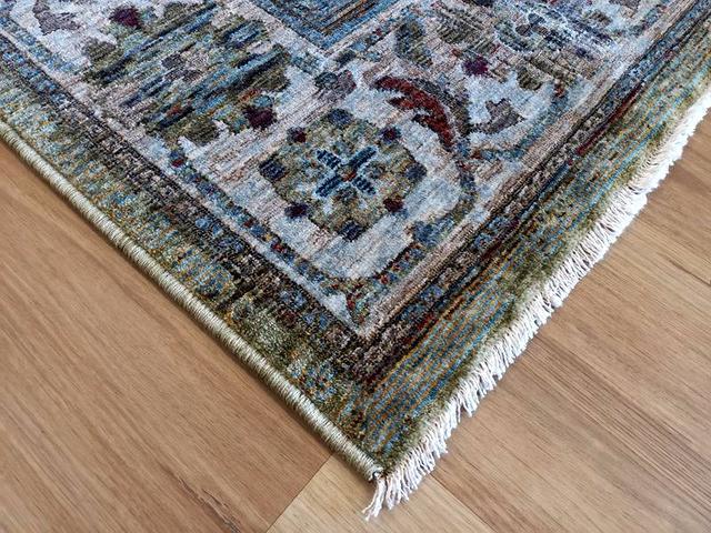 Persian Light Green Blue Allover Design High Quality Heat-Set Polypropylene Floor Area Rug