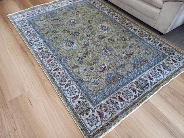 Persian Light Green Blue Allover Design High Quality Heat-Set Polypropylene Floor Area Rug