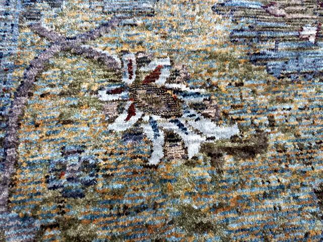 Persian Light Green Blue Allover Design High Quality Heat-Set Polypropylene Floor Area Rug