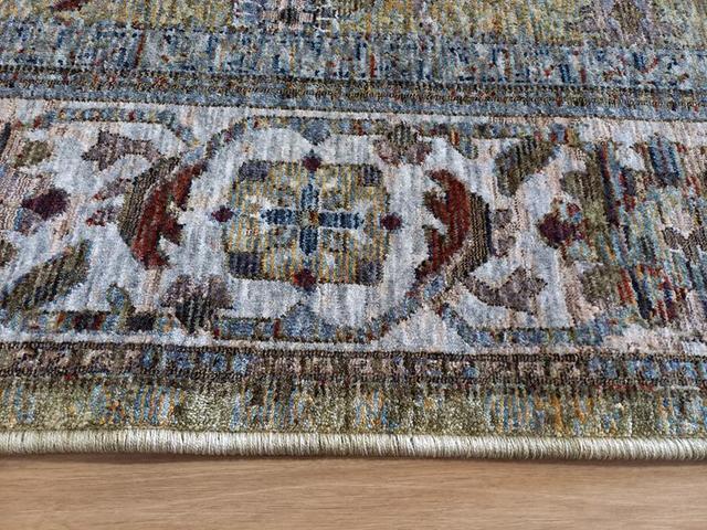 Persian Light Green Blue Allover Design High Quality Heat-Set Polypropylene Floor Area Rug