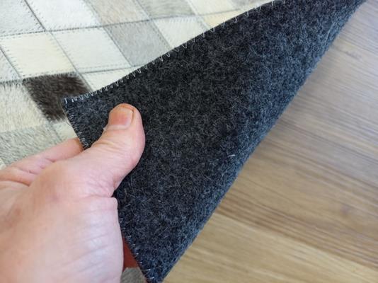 Patchwork Grey Beige Black Diamonds Cowhide Floor Rug 4mm Thick