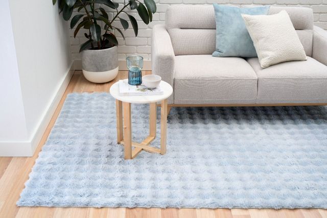 Super Soft Bubbly High Low Luxury Light Blue Area Floor Rugs 25mm Thick
