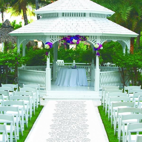 Event Wedding White Floral Center Carpet Runner 100CM x 20m Roll Bulk Order