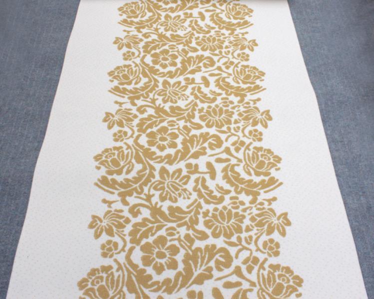 Event Wedding Gold White Floral Center Carpet Runner 100CM x 20m Roll Bulk Order