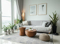 Super Soft Feel Fibers Lines Raj Cream Blue 10mm Thick Abstract Floor Area Rugs