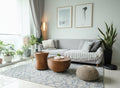 Super Soft Feel Fibers Mesh Worn Lines Raj Cream Blue 10mm Thick Abstract Floor Area Rugs
