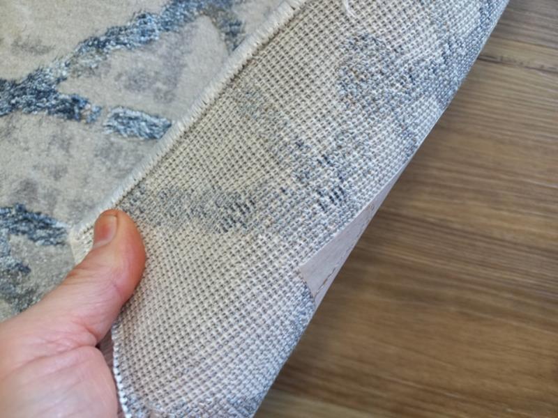 Super Soft Feel Fibers Mesh Worn Lines Raj Cream Blue 10mm Thick Abstract Floor Area Rugs
