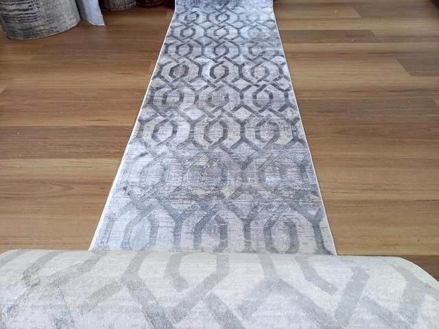 Clearance Hall Runners Super Soft Raj Runners Silver Green Blue