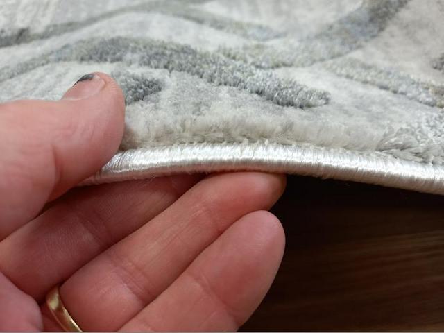 Super Soft Feel Fibers Links Raj Silver Green Blue 10mm Thick Abstract Floor Area Rugs