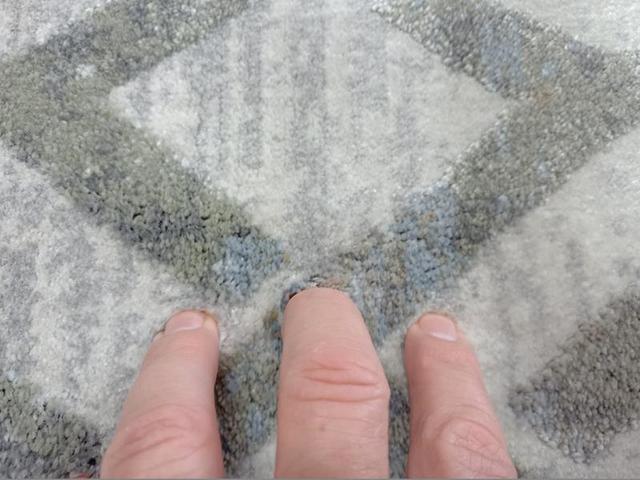 Super Soft Feel Fibers Links Raj Silver Green Blue 10mm Thick Abstract Floor Area Rugs