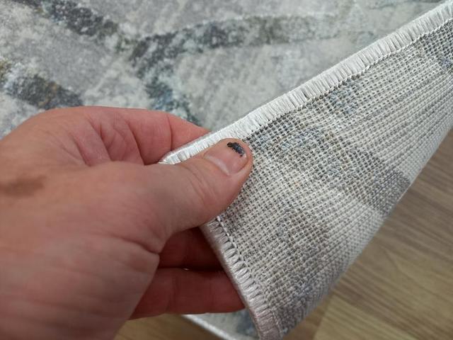 Super Soft Feel Fibers Links Raj Silver Green Blue 10mm Thick Abstract Floor Area Rugs