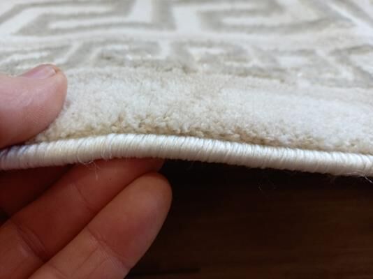 Super Soft Feel Fibers Cream Greek Key Delight 9mm Thick Floor Area Rugs