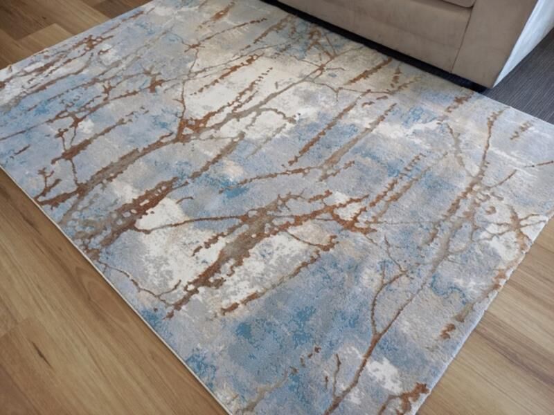 Super Soft Feel Fibers Marble Blue Brown Delight 9mm Thick Abstract Floor Area Rugs