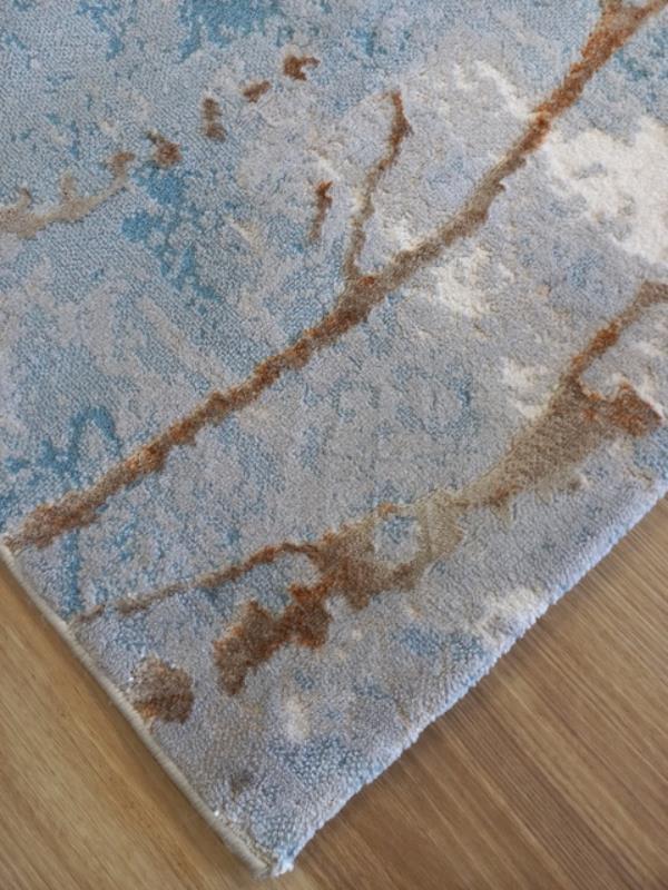 Super Soft Feel Fibers Marble Blue Brown Delight 9mm Thick Abstract Floor Area Rugs