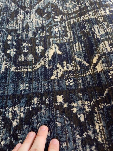 Persian Wash Design Floor Area Rugs & Runner Chorus Navy Medallions Soft Feel