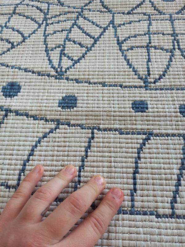 Washable & Reversible Outdoor Patio Floor Circles Terrazzo Mosiac White/Ocean