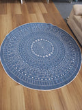 Washable & Reversible Outdoor Patio Floor Circles Terrazzo Mosiac White/Ocean