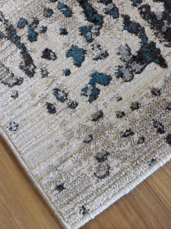 Super Soft Feel Fibers Worn Look Vienna Grey Blue 9mm Thick Abstract Floor Area Rugs